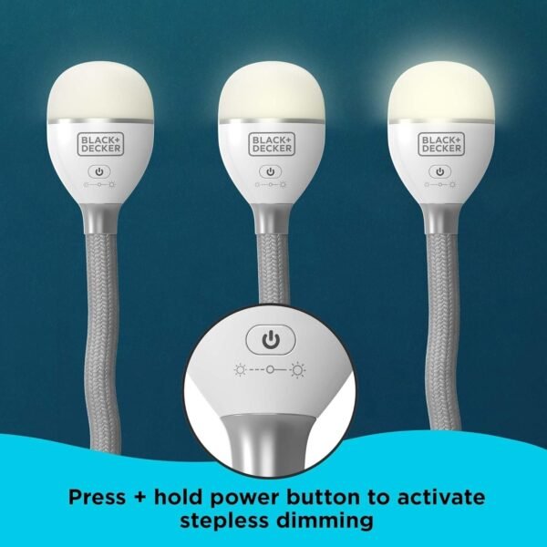 Luz LED flexible con ajuste de brillo continuo.