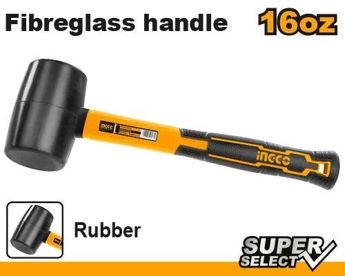 Mazeta de goma con mango de fibra, 16 oz.