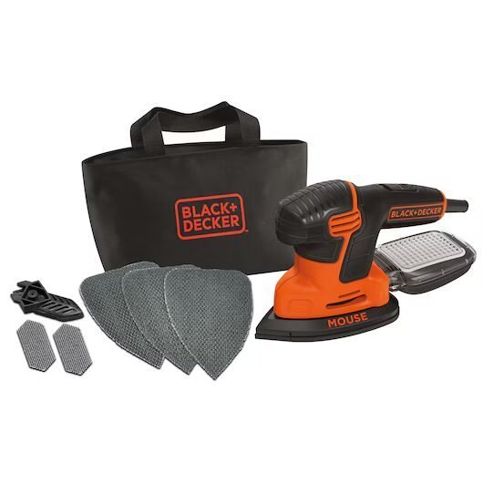 Juego de lijadora Black & Decker con accesorios.