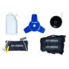 Accesorios Hyundai: cuchilla, herramientas, botella, cabezal.
