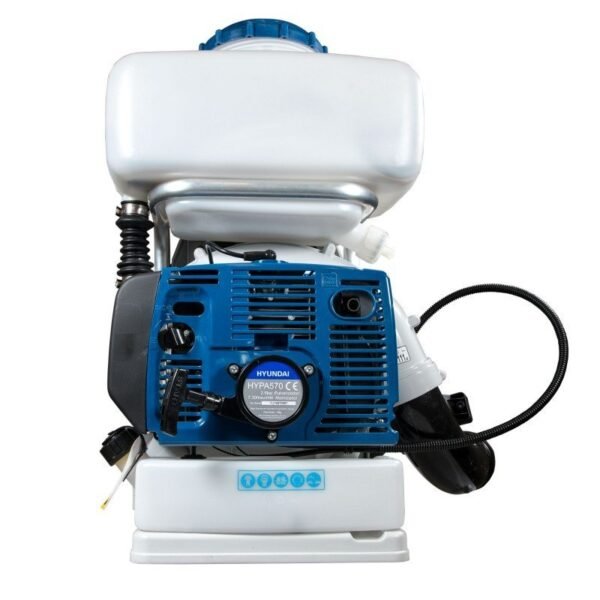 Espolvoreador blanco y azul, modelo Hyundai HYPA570.