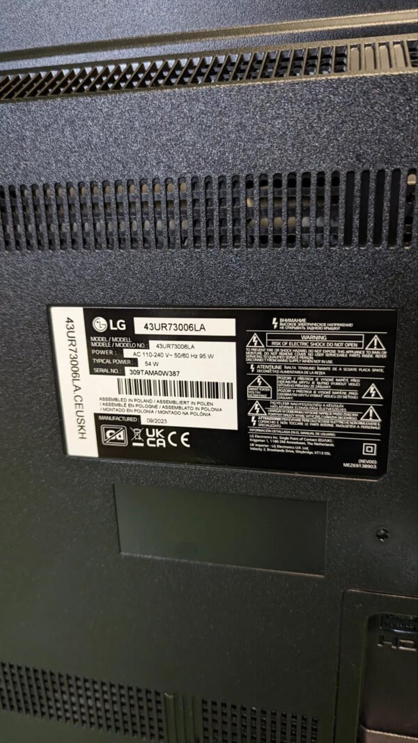REPUESTOS LG 43UR73006LA 43", 4K UHD, Smart TV