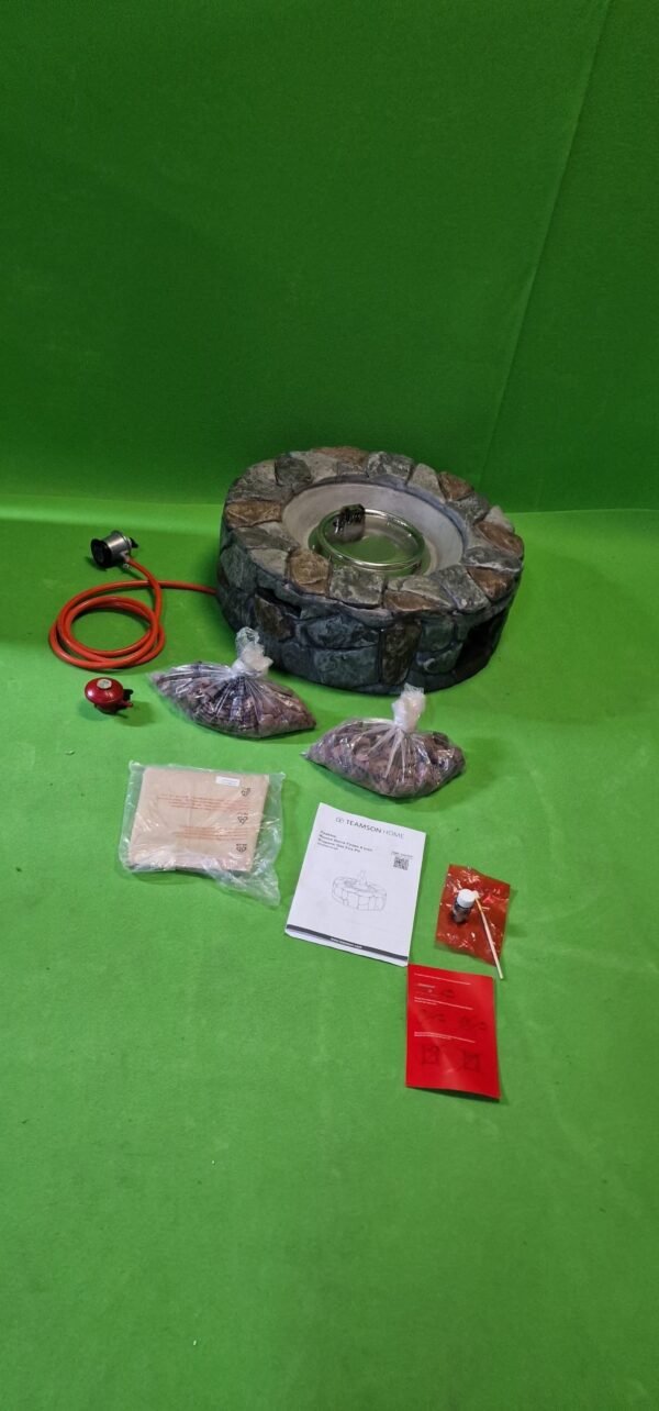 Teamson Home Mesa y Brasero de Gas Propano Redondo para Jardín