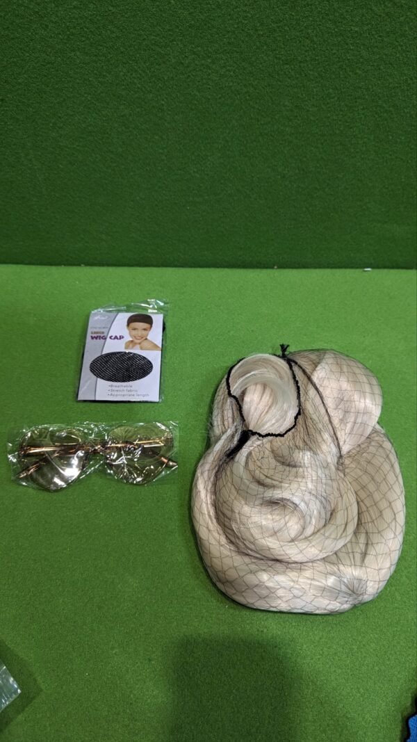 Peluca Rubia Larga con Gafas y Redecilla