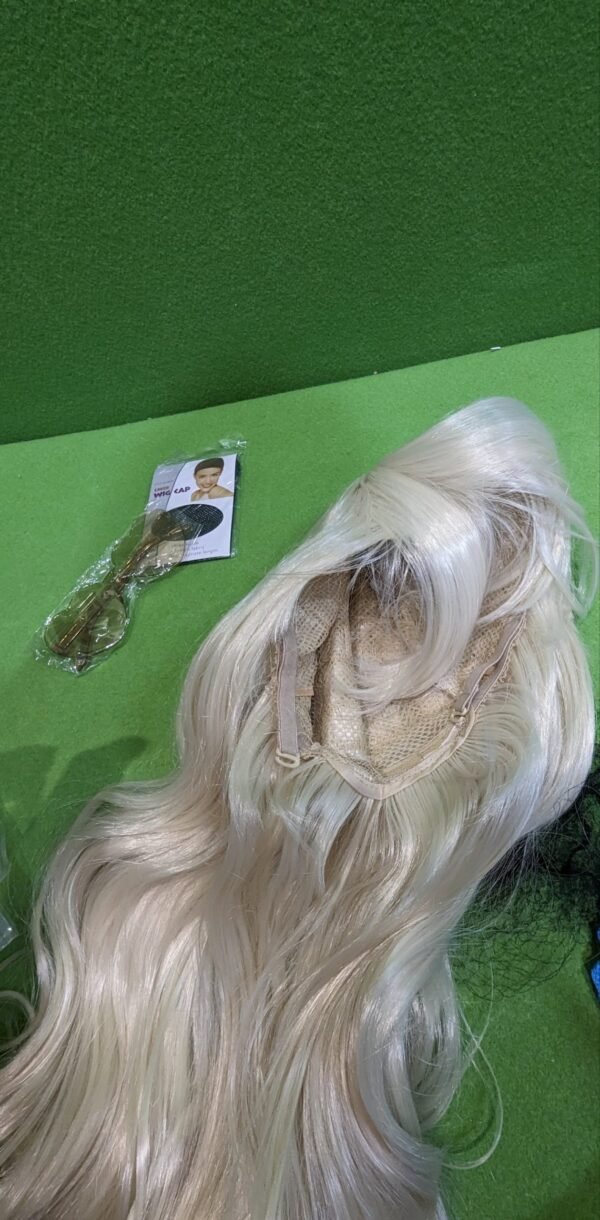Peluca Rubia Larga con Gafas y Redecilla