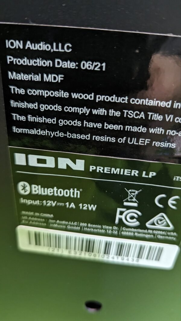 ION Audio Premier LP Tocadiscos de vinilo Bluetooth, de 3 velocidades, altavoces estéreo