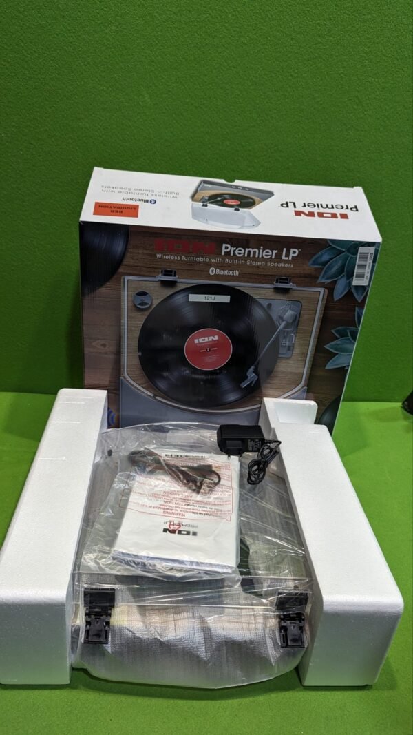 ION Audio Premier LP Tocadiscos de vinilo Bluetooth, de 3 velocidades, altavoces estéreo