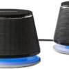 Amazon Basics - Altavoces para ordenador alimentados por USB con sonido dinámico, Paquete de 2, Negro