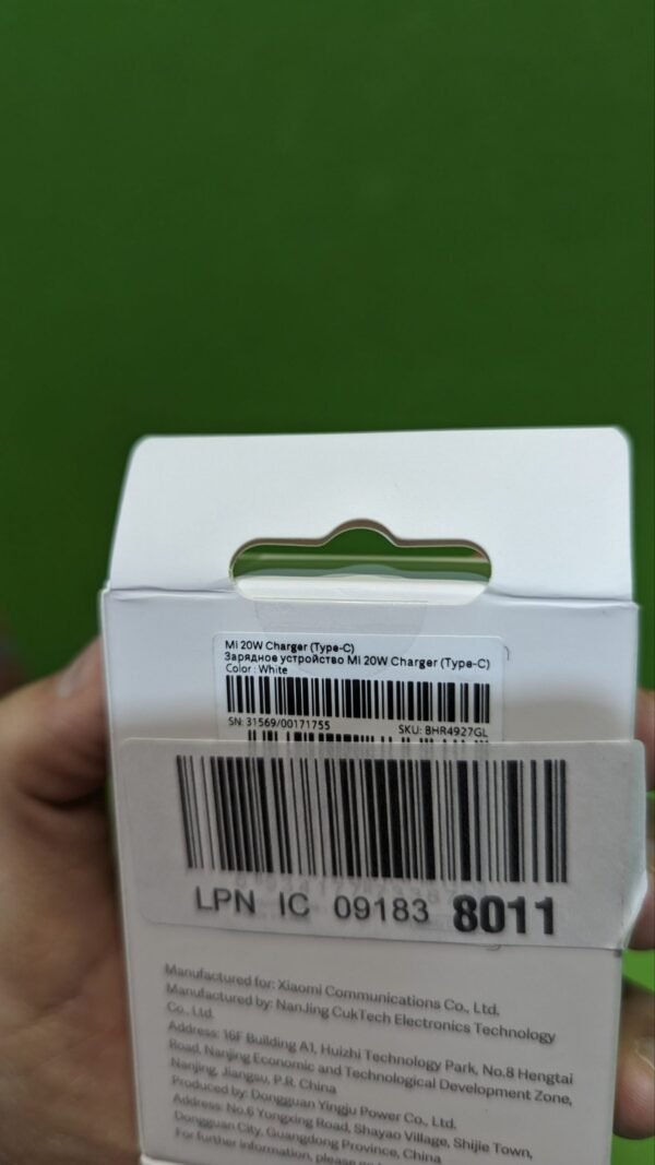 Cargador AD201EU 20W USB Tipo C Compatible con Dispositivos Xiaomi