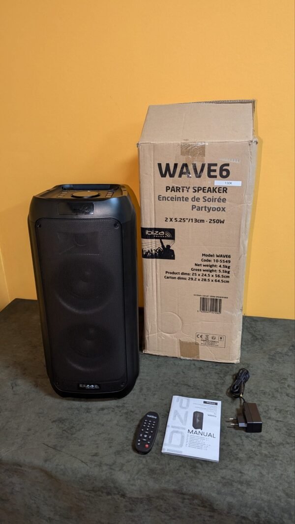 Ibiza - WAVE6 - Altavoz a pilas de 250W/2x5.25"