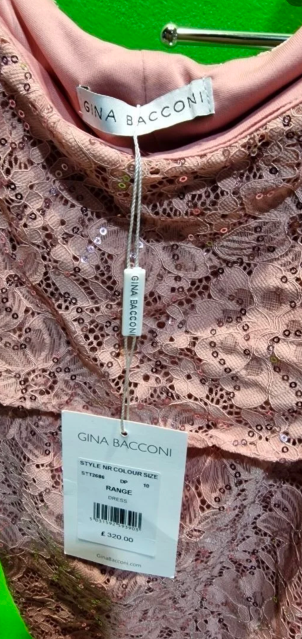 Gina Bacconi Vestido largo de encaje con lentejuelas Amara