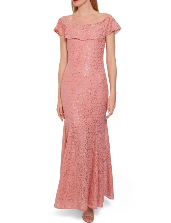 Gina Bacconi Vestido largo de encaje con lentejuelas Amara