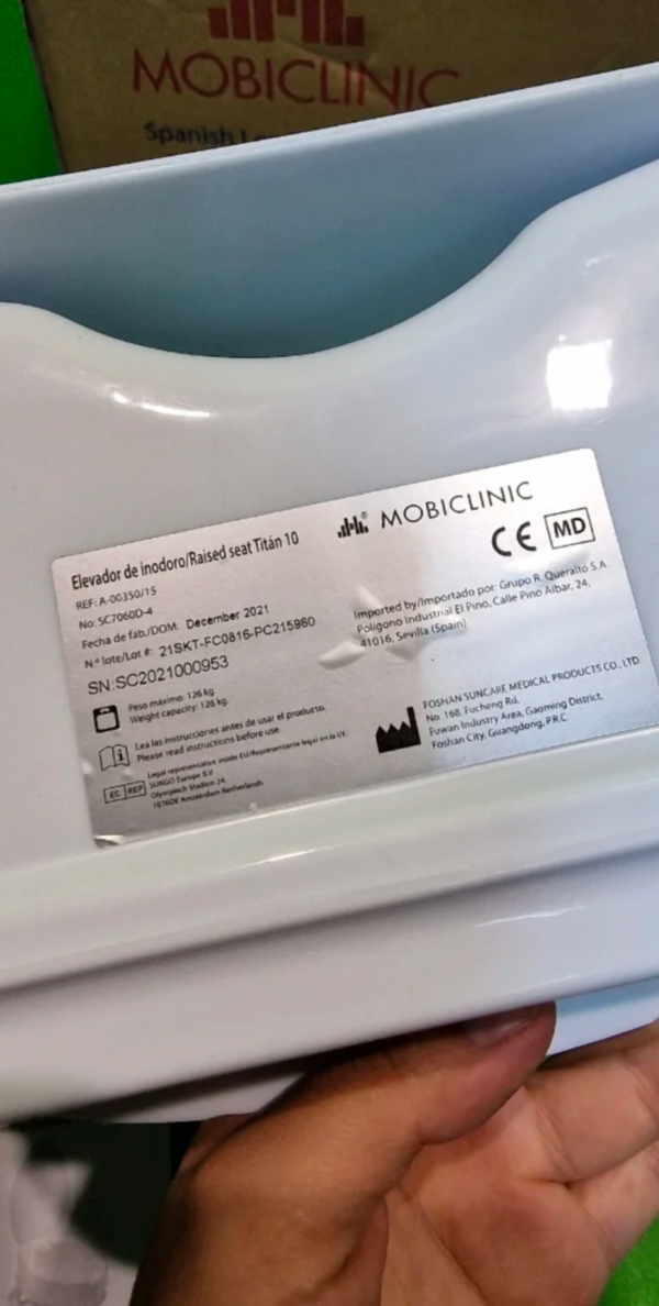 Mobiclinic®, Elevador WC para adulto, Con tapa, 10 cm