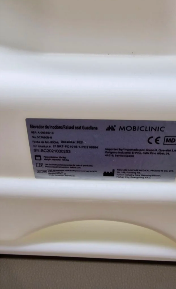 Mobiclinic, Elevador WC para adultos con reposabrazos, Guadiana