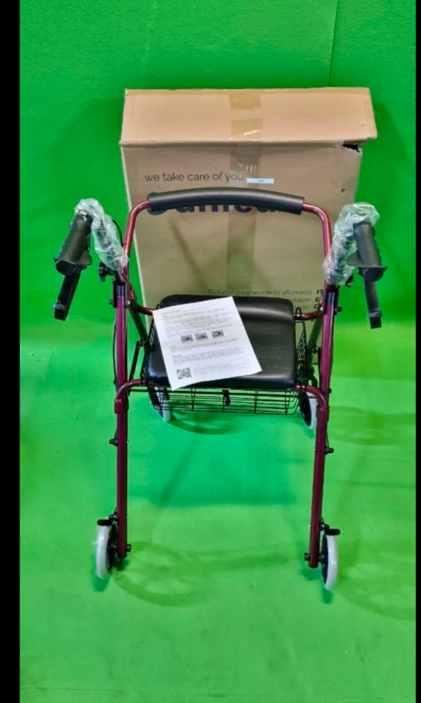 Andador de Aluminio Plegable Rojo 4 Ruedas - Andador Para Ancianos