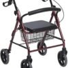 Andador de Aluminio Plegable Rojo 4 Ruedas - Andador Para Ancianos