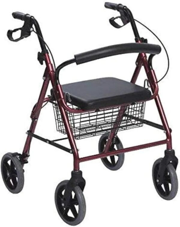 Andador de Aluminio Plegable Rojo 4 Ruedas - Andador Para Ancianos