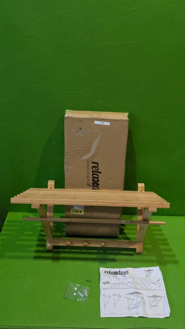 Relaxdays Perchero de Pared de Bambú 35 x 60 x 30 cm