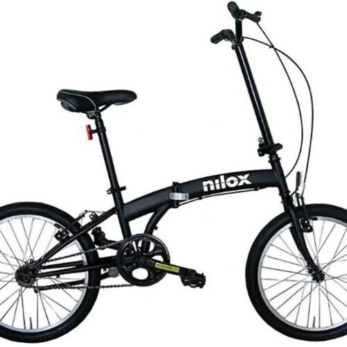 Bicicleta plegable negra Nilox compacta y versátil