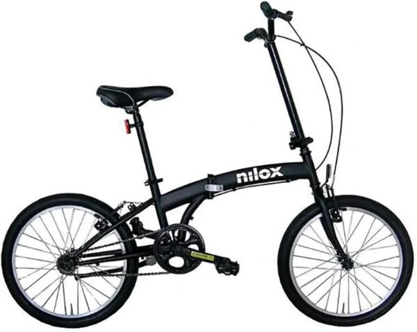 Bicicleta plegable negra Nilox compacta y versátil