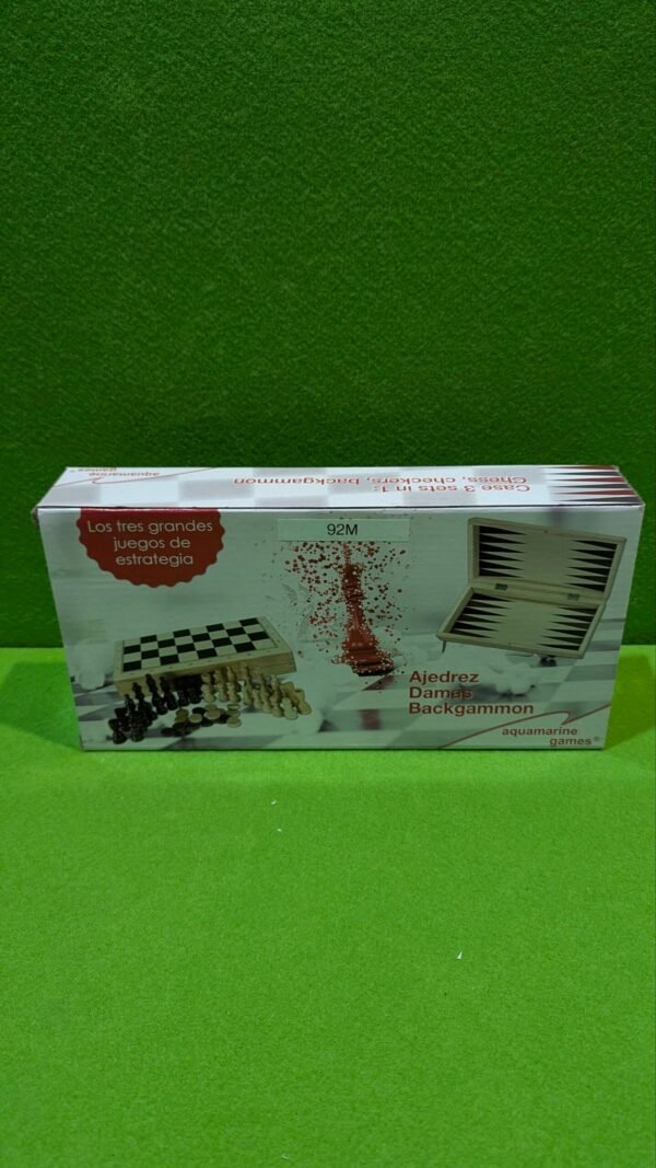 Ajedrez damas y backgammon en estuche, 2 jugadores