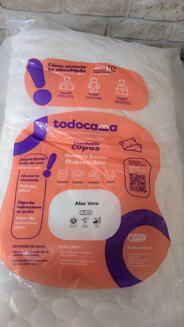 Todocama - Almohada viscoelástica Aloe Vera con Copos 100% viscoelásticos