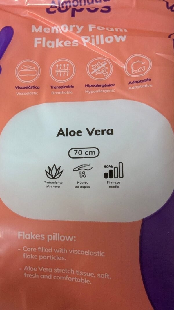 Todocama - Almohada viscoelástica Aloe Vera con Copos 100% viscoelásticos