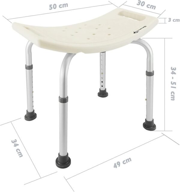 PrimeMatik Taburete de ducha ergonómico con altura ajustable
