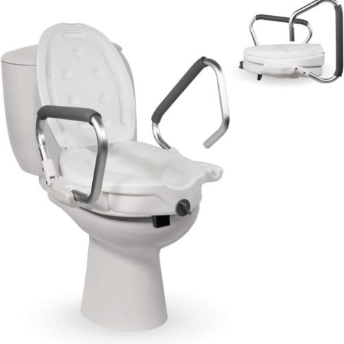 Elevador WC para Adultos, 17cm con reposabrazos abatibles y Acolchados