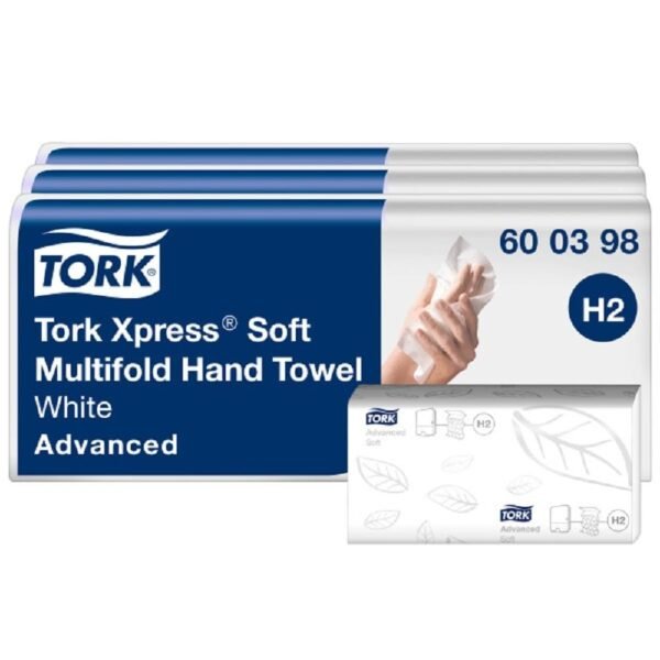 51wz7ZbzSCL._SL1000_.jpg Tork Xpress Toallas de Manos Suaves Plegables Blanco H2, Avanzadas, 2 capas, plegado 3 x 7 x 180 Hojas