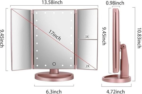 Espejo de Maquillaje con LED, Iluminado Espejo de Mesa Luz con Ampliación