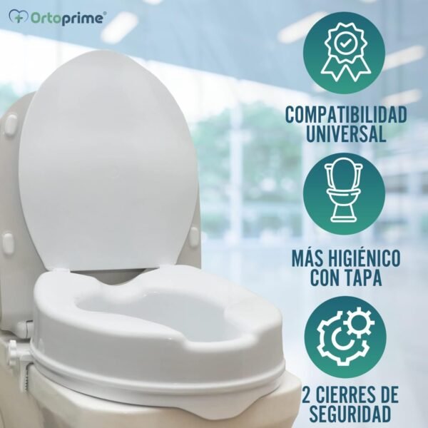 OrtoPrime Elevador WC Adulto Con Tapa - Altura 10 cm