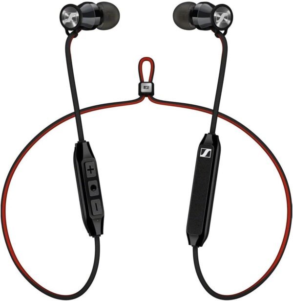 Auriculares inalámbricos negros con cable rojo