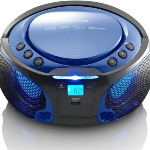Lenco Radio CD Portátil SCD-550BU Azul, Bluetooth, USB, Radio FM