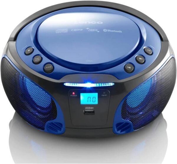 Lenco Radio CD Portátil SCD-550BU Azul, Bluetooth, USB, Radio FM