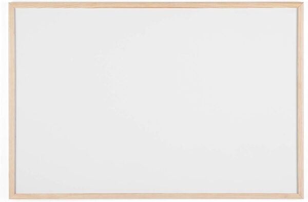 Pizarra blanca magnética con marco de madera de pino, 80 x 60 cm