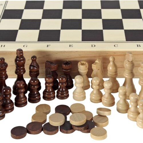 Ajedrez damas y backgammon en estuche, 2 jugadores