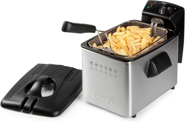 Domo Freidora de acero inoxidable DO465FR, 3000 W, 4 litros