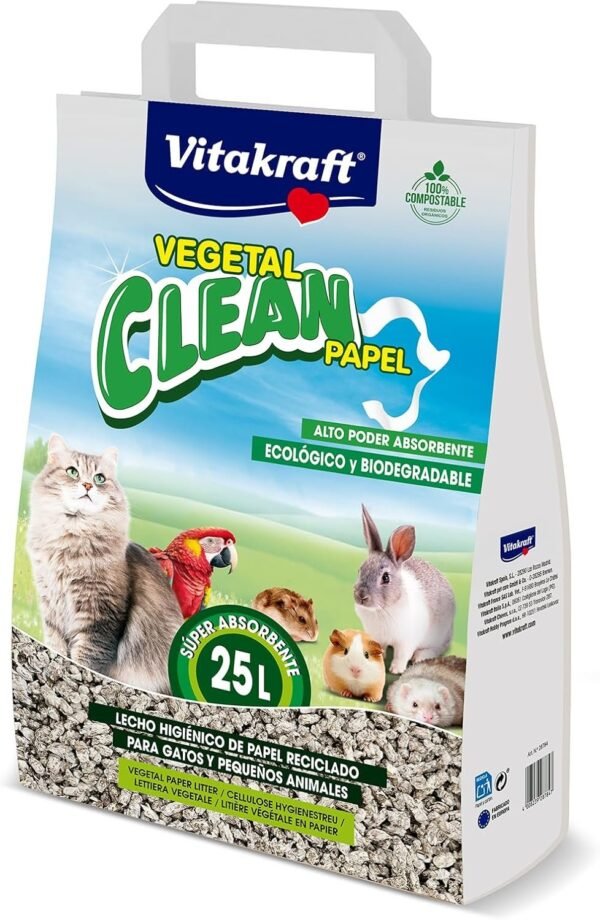 Vitakraft Vegetal Clean Papel lecho sanitario higiénico de papel prensado para animales pequeños