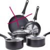 Juego de utensilios de cocina antiadherentes, 7 Unidads (4 ollas + 3 tapas) falta una sarten