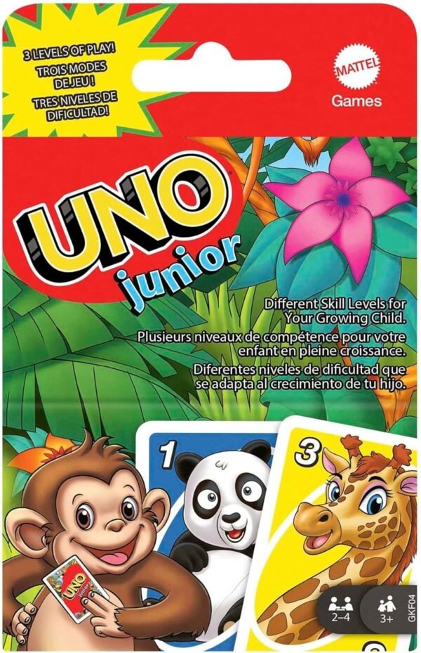 Juego de cartas UNO Junior para niños pequeños.