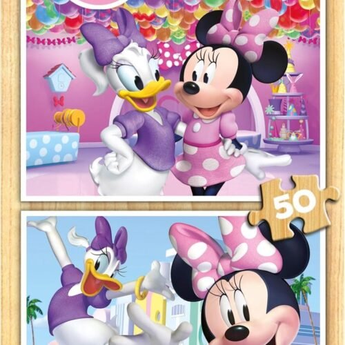 Educa - Minnie | Set de 2 Puzzles Infantiles de Madera con 50 Piezas