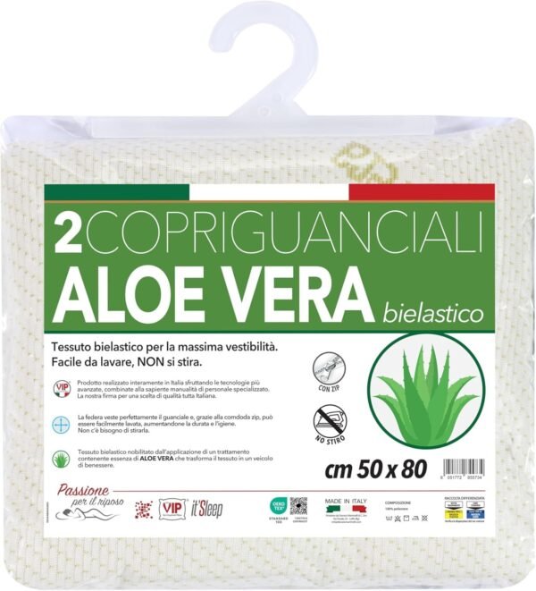Par de Fundas de Almohada de Aloe Vera Jacquard elásticas con Cremallera, 50 x 80 cm