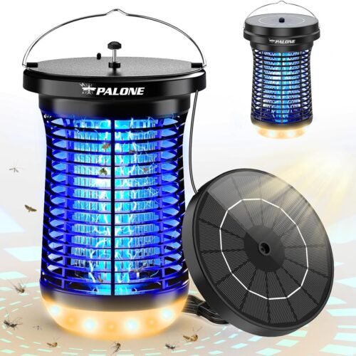 PALONE Lampara Antimosquitos Solar LED Mata Mosquitos Electrico 2600mAh/4500V