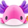 Peluche axolote rosa con orejas moradas