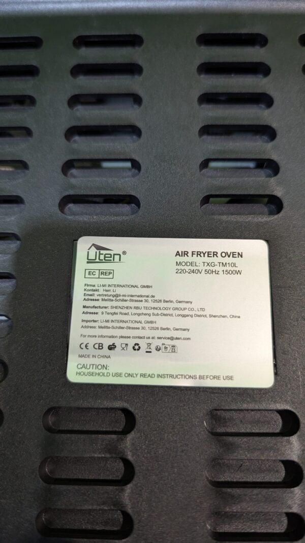 Freidora de Aire sin Aceite 10L Horno de Aire Caliente 1500W