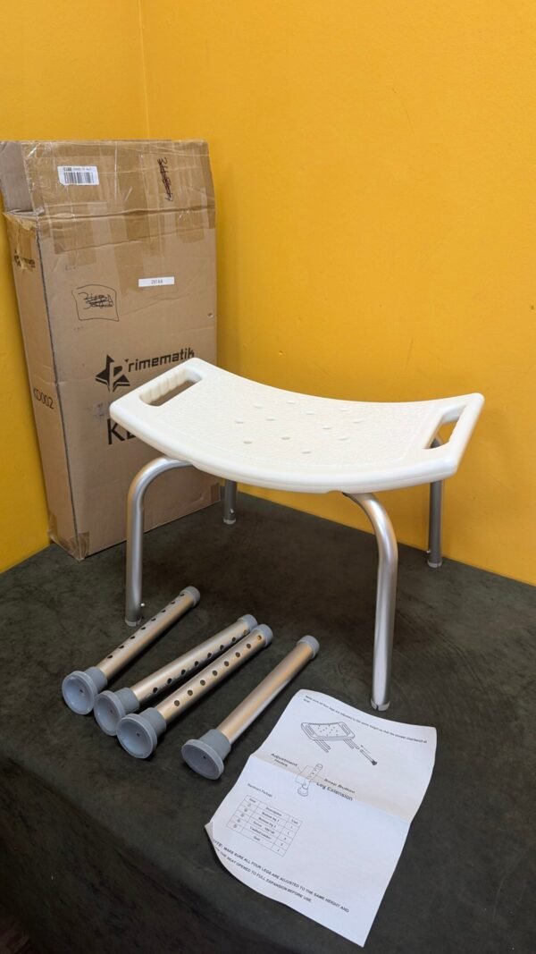 PrimeMatik Taburete de ducha ergonómico con altura ajustable