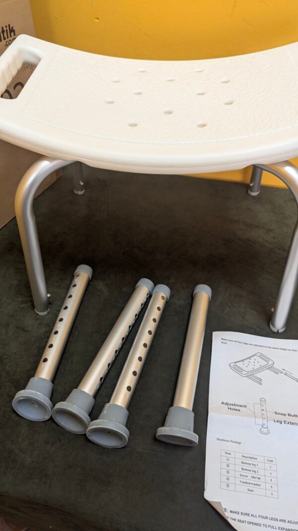 PrimeMatik Taburete de ducha ergonómico con altura ajustable