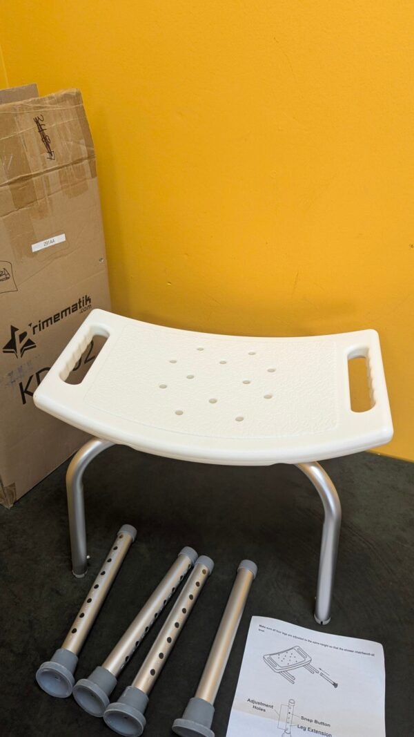 PrimeMatik Taburete de ducha ergonómico con altura ajustable