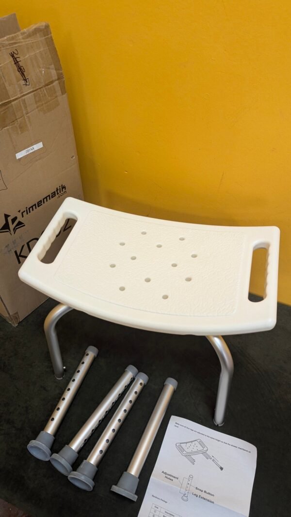PrimeMatik Taburete de ducha ergonómico con altura ajustable